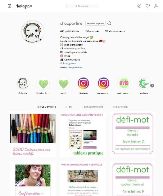 communauté engagée services aux associations chouponline bilan 20018 accroche instagram
